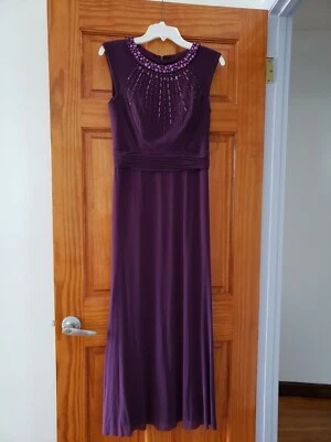 MUJER MAXI VESTIDO DE NOCHE MORADO VESTIDO DECODIFICACIÓN 1.8 VESTIDO LARGO TALLA 6-8 Foto 1 de 4
