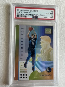 2018-19 Panini Status Rookie Prominence Blue #3 Luka Doncic RC PSA 10 POP 9!