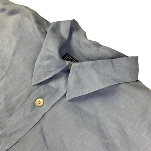 VTG Polo Ralph Lauren Men's 100% Linen L/S Button Work Shirt Light Blue • XL - Picture 1 of 7