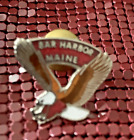 Vintage Bar Harbor Maine jacket cap PIN American Bald Eagle Motorcycle ME HD 