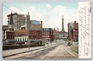 1907 Indianapolis Indiana im Nordosten vom Viadukt, Soldaten Denkmal Postkarte - Bild 1 von 2