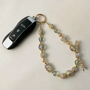 Retro Butterfly Crystal Bead Phone Chain Rope Keychain Pendant Bag Ornament Gift - Zdjęcie 1 z 7