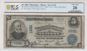 $5 1902 National Currency, National Commercial Bank & Trust of Albany, NY, VF 20 - Picture 1 of 2