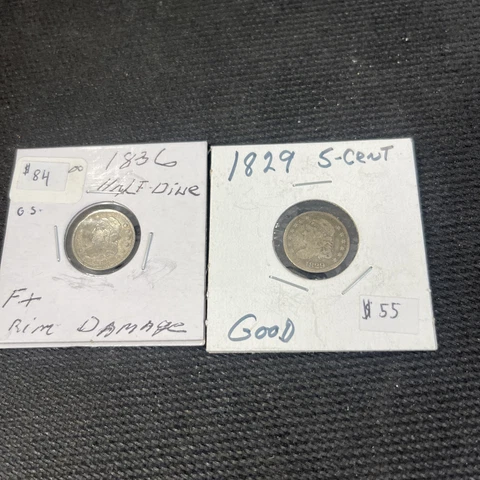 1836 And 1829 Capped Bust Half Dime Fine And Good Cover