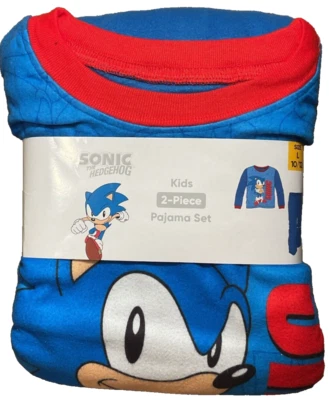 Conjunto de 2 piezas de pijama de franela Sonic Hedgehog para niños - talla grande 10/12 nuevo en paquete Foto 1 de 3