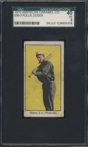 1910 E90-3 American Caramel - Rollie Zeider - SGC 40/3 VG - White Sox - Picture 1 of 2