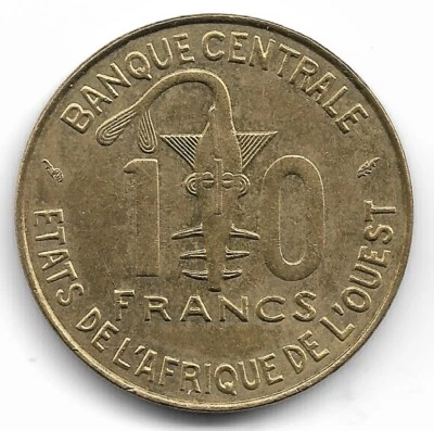 Western African States 10 Francs 1987 KM# 10 - Image 1 of 2