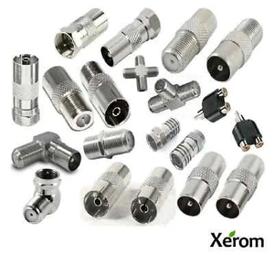 TV Video Audio Coaxial Cable Connectors Adapters - TV Antenna Cable Adapters - Foto 1 di 14
