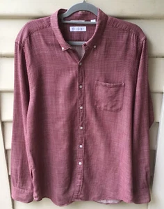 TRENERY Red Shirt 100% Cotton Ivory Self Check XL Oxford Collar Men’s As New - Picture 1 of 9