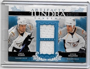 SHEA WEBER & S.SULLIVAN 2009-10 UD ARTIFACTS TT DUAL GAME USED JERSEYS#/100