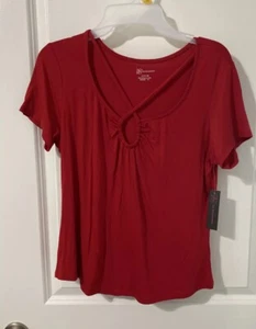 No Boundaries Junior’s Red Short Sleeve Strappy Tee Large (11-13) NWT - Picture 1 of 7