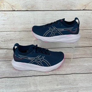 ASICS Gel-Nimbus 25 Womens Sz 7.5 Running Shoes Navy Blue Hot Pink - Picture 1 of 9