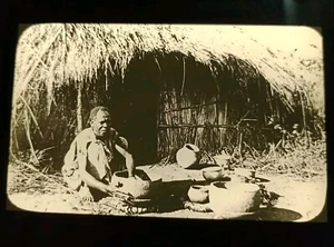Antique magic lantern slide African? Potter Tribal Photography Portrait 19c S137 - Picture 1 of 7