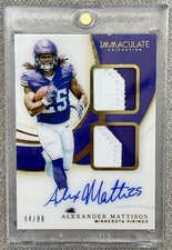ALEXANDER MATTISON /99 2019 PANINI IMMACULATE 2 CLR PATCH ON CARD AUTO RC Rookie