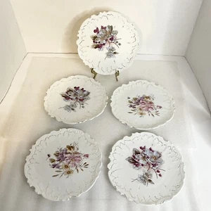 Platos de postre vintage (5) oro floral festoneado dorado de 6,75"" 2 patrones - Imagen 1 de 9