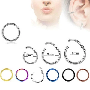 CLICKER OHRRING PIERCING HINGE HOOP RING SCHARNIER OHR SEGMENT TRAGUS LIPPE NASE - Bild 1 von 7