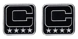 2 X Captain C Black (4 White Star) Iron on Patch Embroidered for Jacket Jean P77 - Picture 1 of 5
