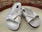 G.I.L.I. Silver Shimmer Knotted Strap Pearlia Slide Sandals New Gili