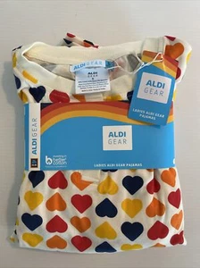 ALDI GEAR Pajamas Set Womens Ladies S Fall 2023 Multi Color Heart Stretch NWT - Picture 1 of 7