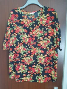 Taylor Maid Women's Floral Roses Summer Top Tunic Size M-L 10-12 Polysester - Picture 1 of 8