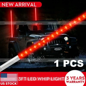 3FT 5050 LED RED Whip Lights Antenna Light w/ Flag For ATV UTV RZR 4WD BUGGY - Picture 1 of 7