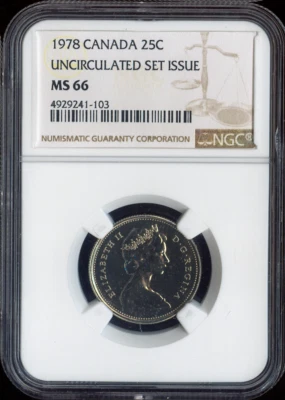 1978 Canada 25 Cents 25C NGC MS66 Quality - Image 1 of 2