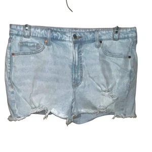 Old Navy Shorts Damen 14 Cut Off O. G. Denim Jeans Straight Raw Fray Risse Bleach - Bild 1 von 6