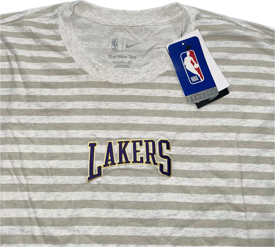 Los Angeles Lakers Nike White Striped Block Letter Print Shirt DA5871-051 L