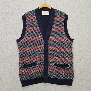 Jantzen Sweater Cardigan Vest Men's M Navy Red Wool Size M 90s USA Made - Picture 1 of 7