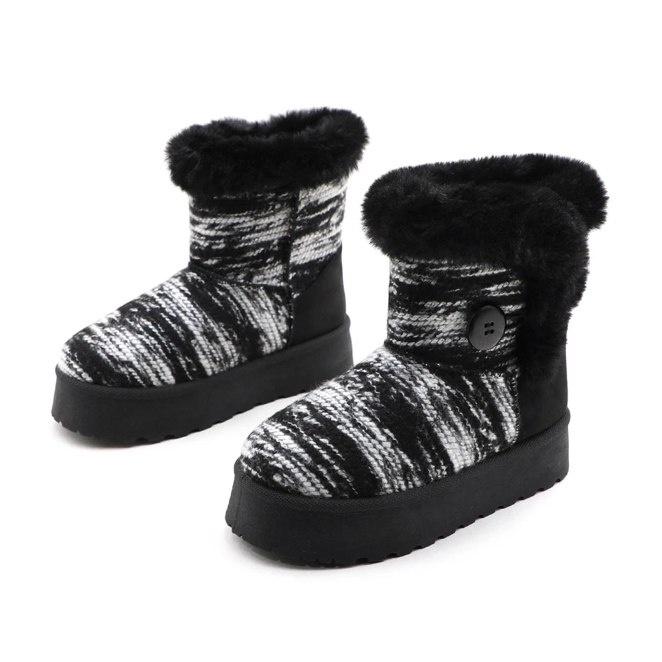 Botas de tornozelo femininas de inverno com acabamento de pele sintética design de padrão de malha sola de 2 polegadas - Imagem 1 de 1