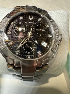 Accutron by Bulova 26E05 York Collection Chronograph Diamond Watch Black Dial - Image 1 of 4