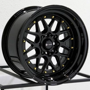 15x9 Vors VR7 4x100/4x114.3 0 Black Wheels Rims Set(4) 73.1 - Picture 1 of 6
