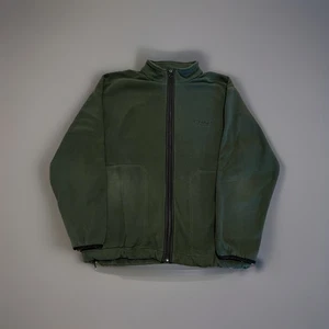 90s Mens Ralph Lauren Chaps Dark Green Fleece along Sleeve Full Zip Up Size S - Picture 1 of 5