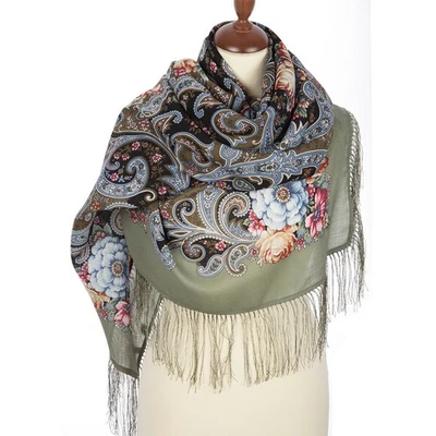 Mantón de lana Pavlovo Posad 1665-2, Мечты о счастье 49x49" (125 cm) Foto 1 de 4