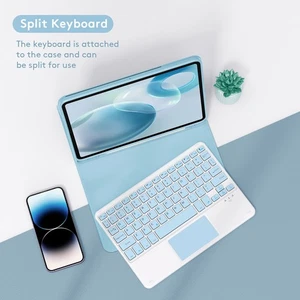 Blue Compatible With 10 10.9in Wireless BT Keyboard USB Keypad With PU Leat SLK - Afbeelding 1 van 8