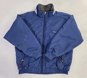 Vtg Patagonia Jacket Kids Size 10 Blue USA Made Fleece Lined Bomber Coat Youth - Picture 1 of 8