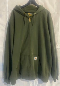 CARHARTT K122 FULL ZIP HOODIE SWEATSHIRT PULLOVER MILITARY GREEN SIZE 2XL TALL - Picture 1 of 4