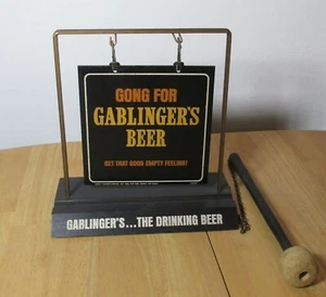 VINTAGE 1967 GABLINGER'S BEER Table Top ADVERTISING SIGN Gong - Picture 1 of 4