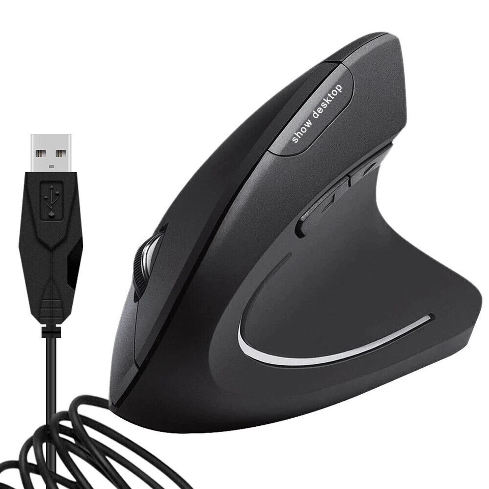 Ergonomic Optical Vertical Mouse Mice USB Wired LED Mice 2400 DPI For Laptop PC - Image 1 of 4