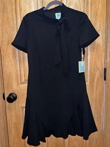 CeCe A-Linien-Kleid mit Schleife und Ausschnitt schwarz Größe 4 neu mit Etikett NEU - Bild 1 von 7