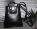 Vintage Russell & Bromley Black Polished Leather Handbag Shoulder Bag RRP£185