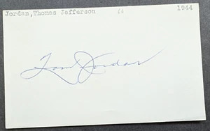 Tom Jordan - 1944 Debut Autographed 3x5 Index Card - Deceased 2019 - Picture 1 of 2