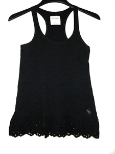 Abercrombie Kids Tank Top Girl Medium Navy Blue Racerback Embroidered Sleeveless - Picture 1 of 7