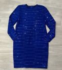 St. John Evening Cerulian Blue Paillette Embellished Dress sz 4
