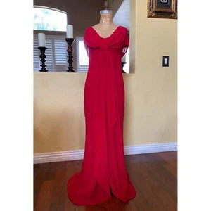 Carolina Herrera Empire Waist Red Silk Dress Prom Sample Gown Designer $4990 - Picture 1 of 18