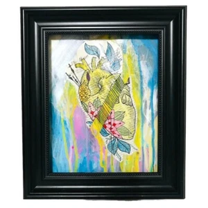 Anatomical Heart Collage, Handmade Painting, OOAK Artwork Wall Decor 8" x 10" - Picture 1 of 9