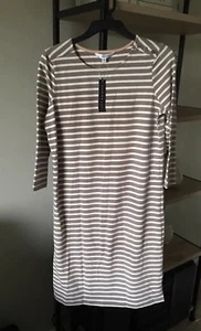 Vestido Camiseta Para Mujer Down East Rayas Cambio Xs Nuevo Con Etiquetas Modesto Manga 3/4 Gris/Blanco - Imagen 1 de 4