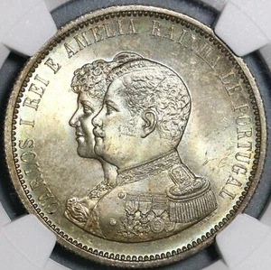 1898 NGC MS 65 Portugal 1000 Reis India Discovery Mint State Coin (21031302C) - Picture 1 of 7