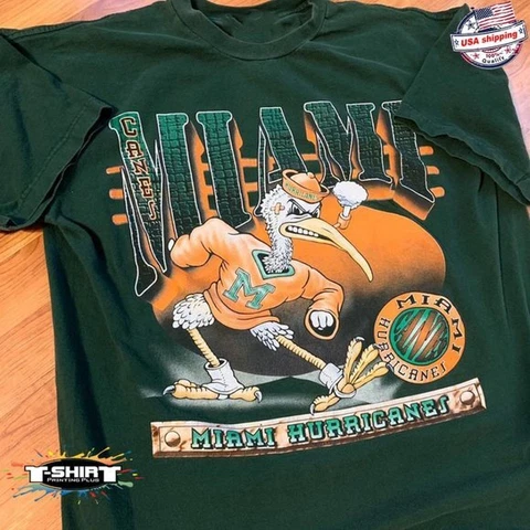 Miami Hurricanes Football T shirt green short sleeve tee Unisex H7666 Cover