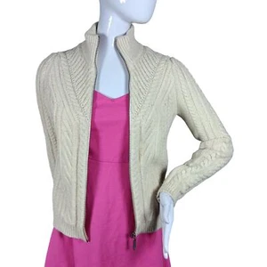 Hinge Knit Sweater Size XS Beige Zipper Down Cotton, Polyester and Acrylic Blend - Picture 1 of 9